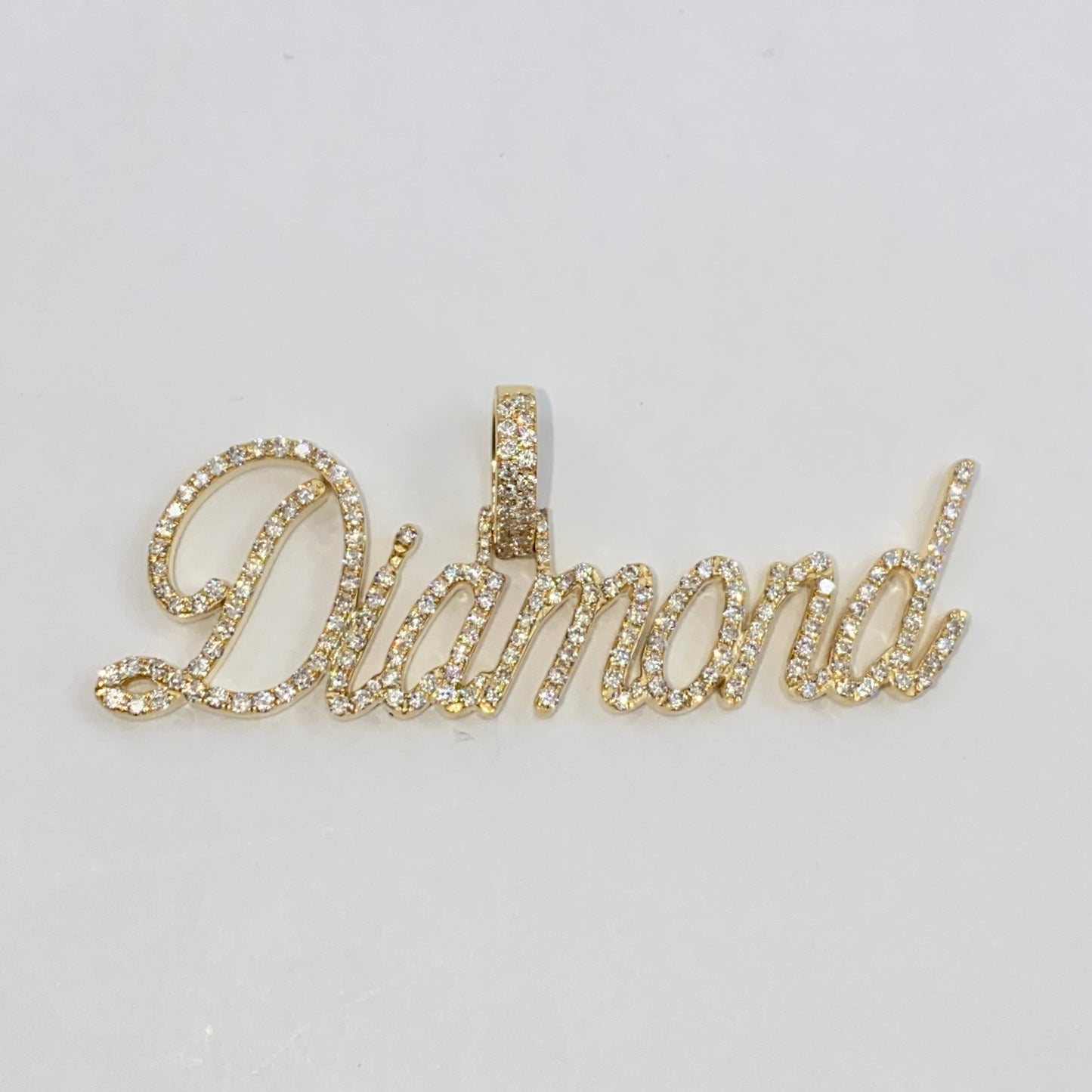 10K Custom Diamond Name Plate Pendant