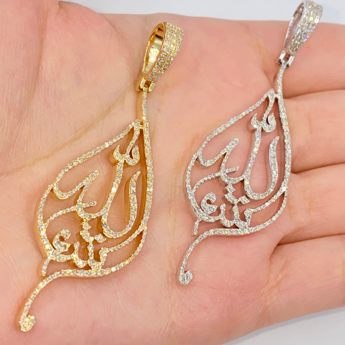14K Allah Leaf Diamond Pendant