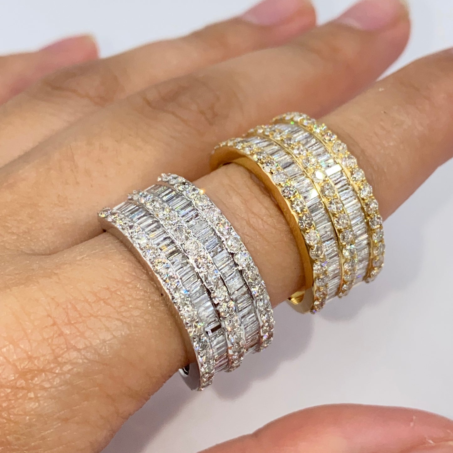 14K 11M Stacked Diamond Baguette Ring