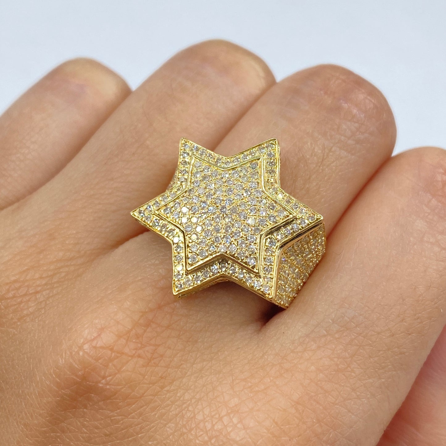 10K Halo Star Diamond Ring