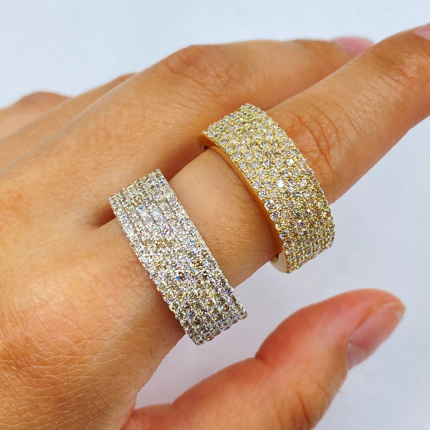 14K Iced Diamond Wedding Stack Ring Band