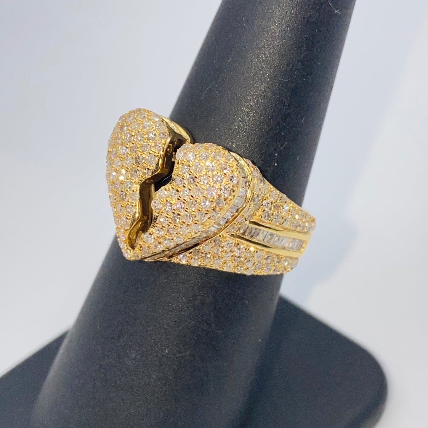 14K Broken Heart Diamond Baguette Ring