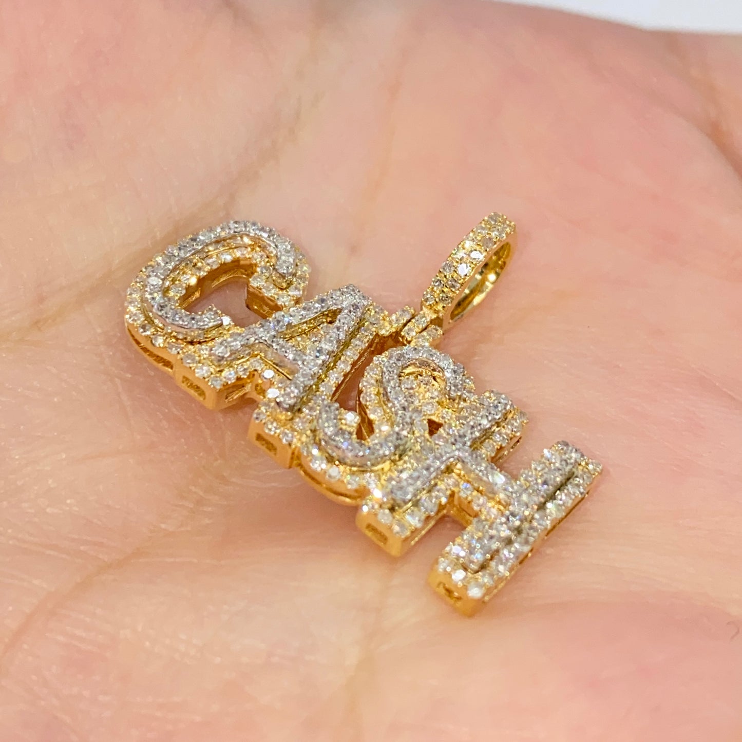 10K Custom "Cash" Name Diamond Pendant