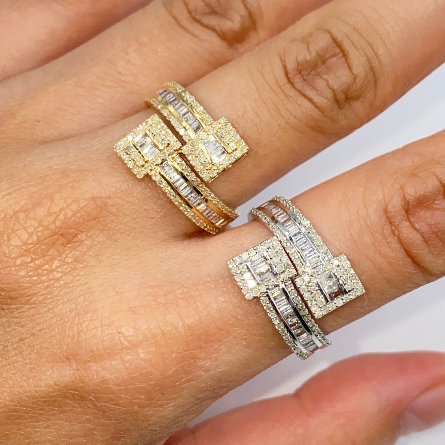 14K Square Bangle Wrap Diamond Ring