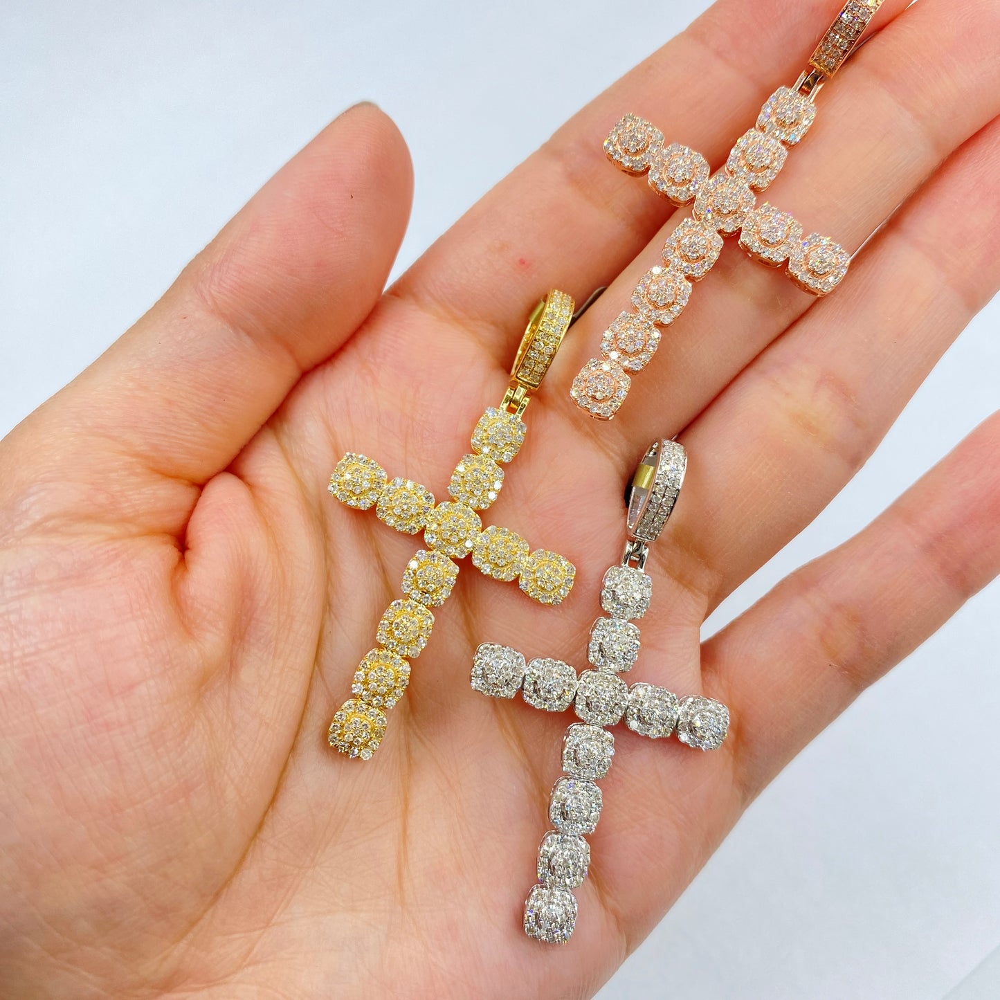 10K Cross Diamond Pendant 2"