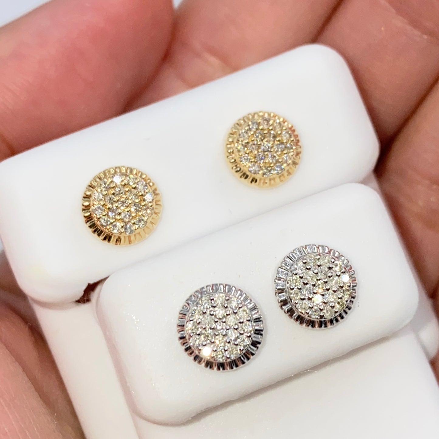 14K 8MM Circle Diamond Earrings
