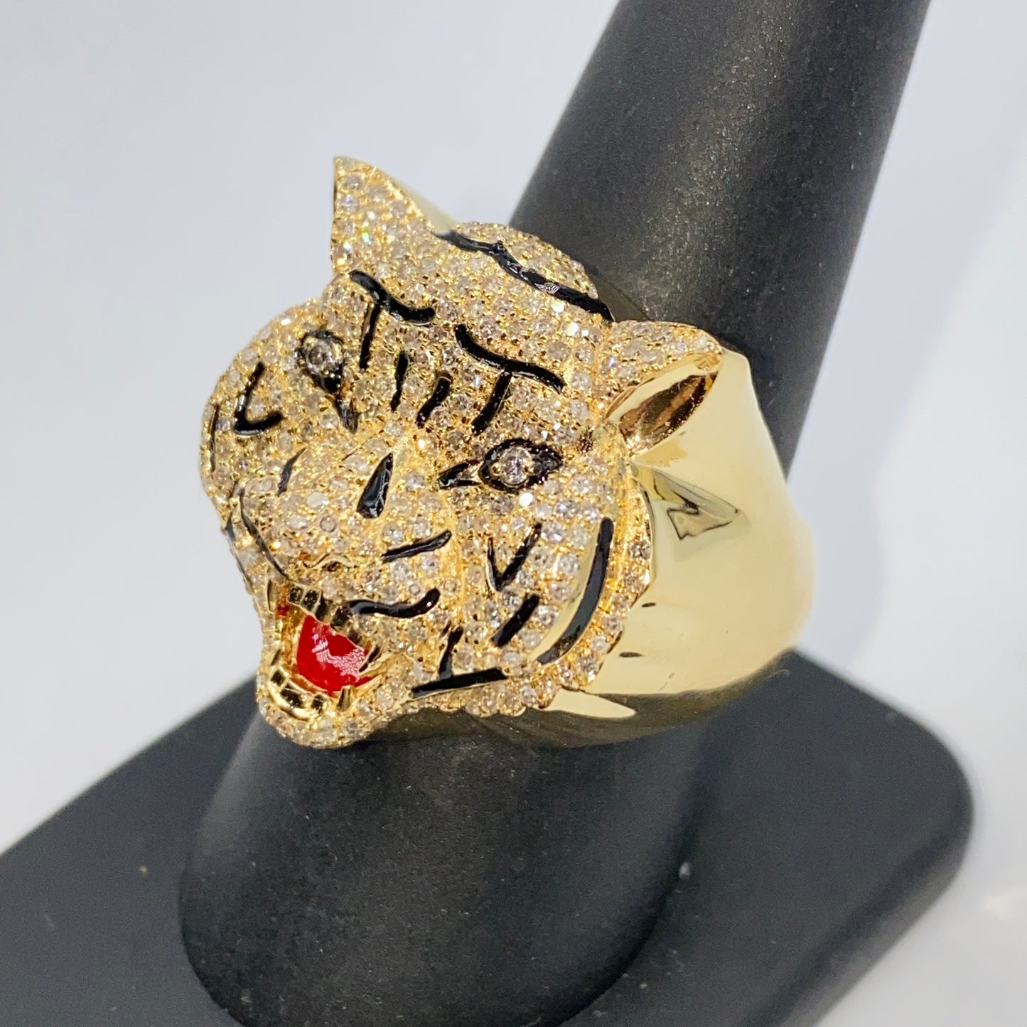 14K Tiger Diamond Ring