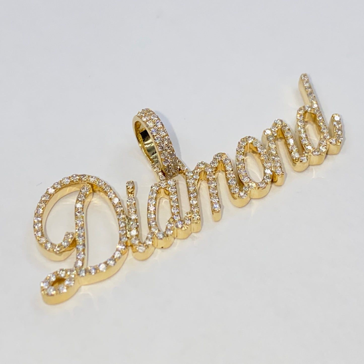 10K Custom Diamond Name Plate Pendant