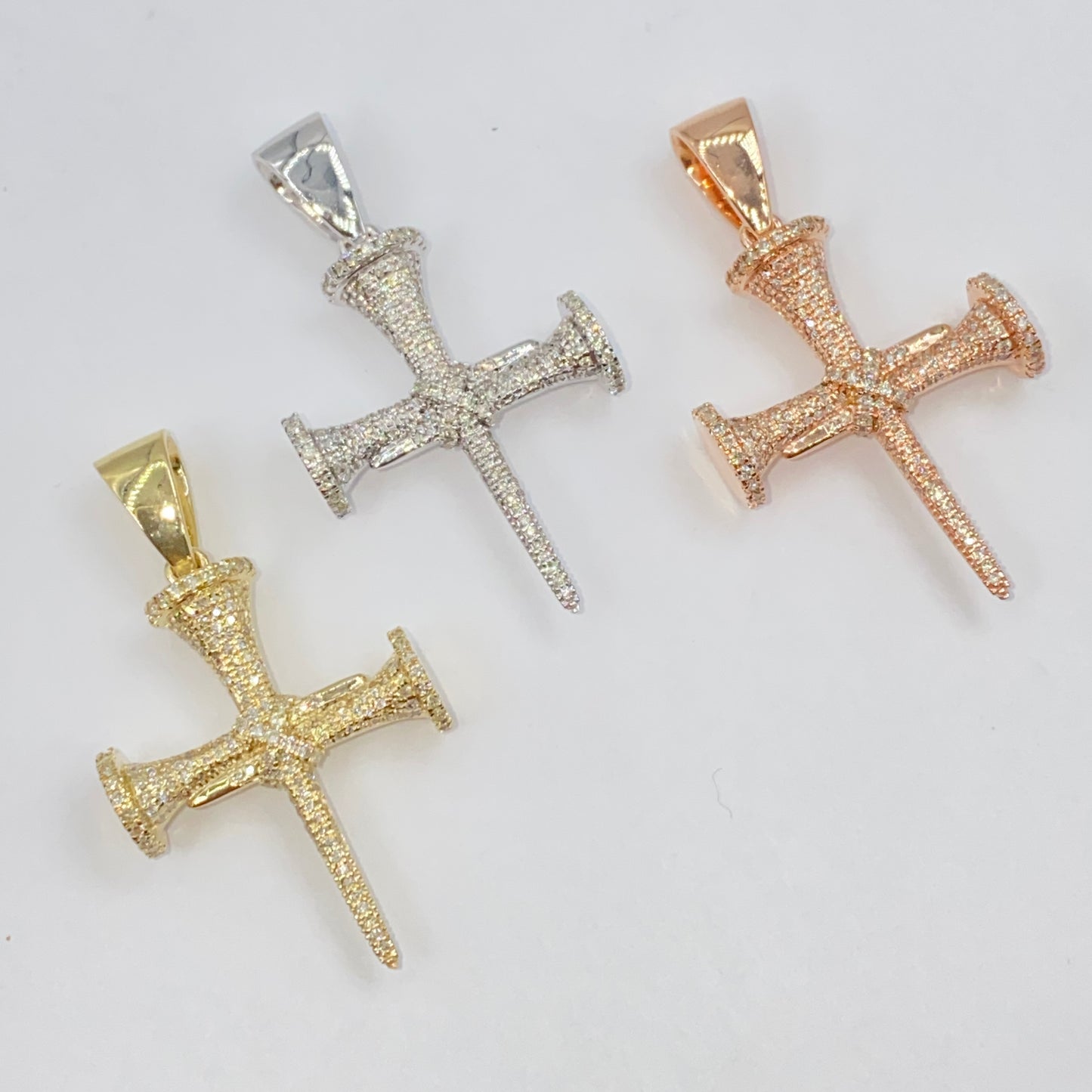 10K Nail Cross Diamond Pendant