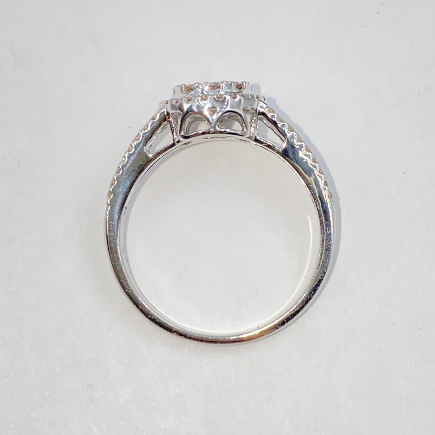 14K Double Halo Circle Diamond Engagement Ring