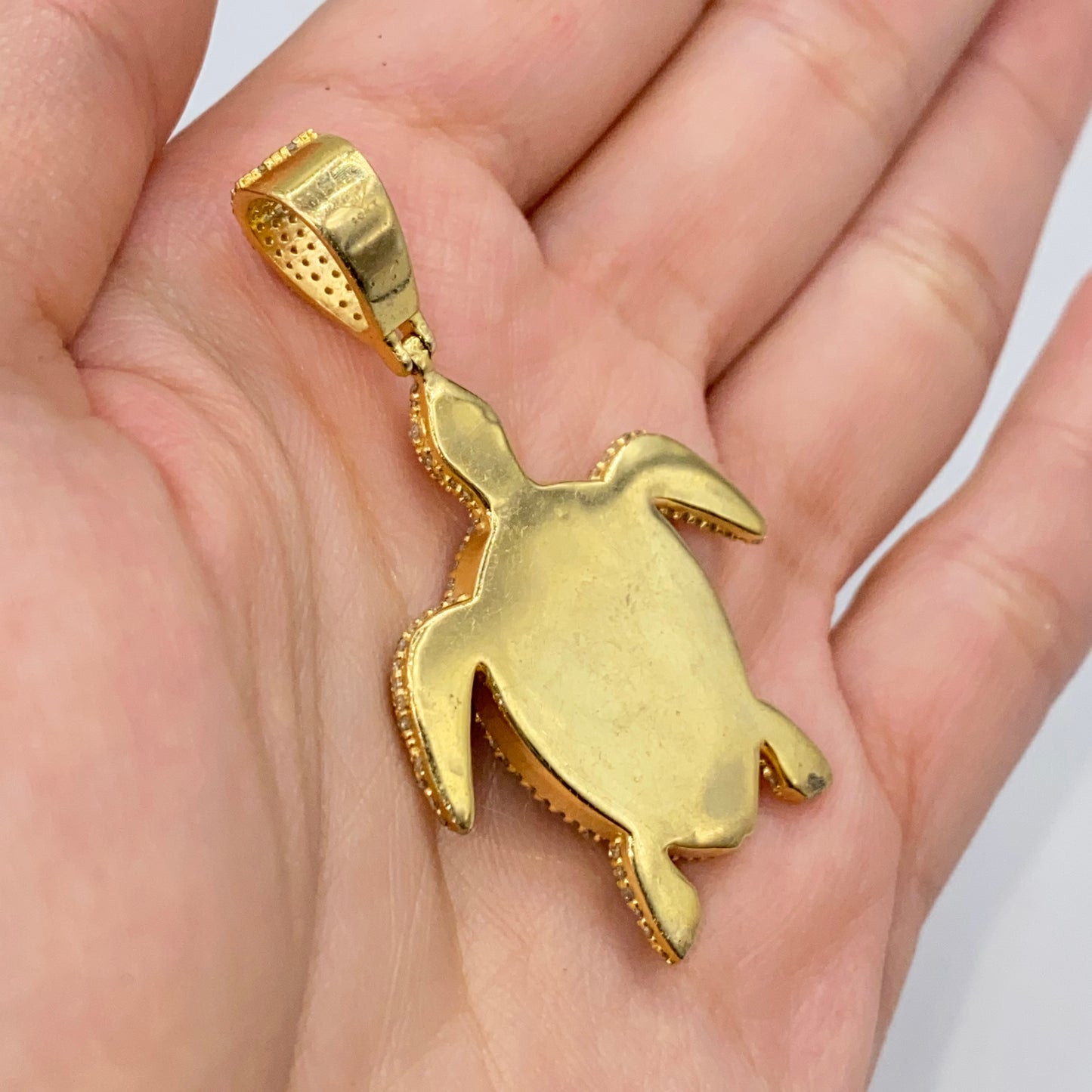 10K Elephant Turtle Animal Picture Photo Diamond Pendant