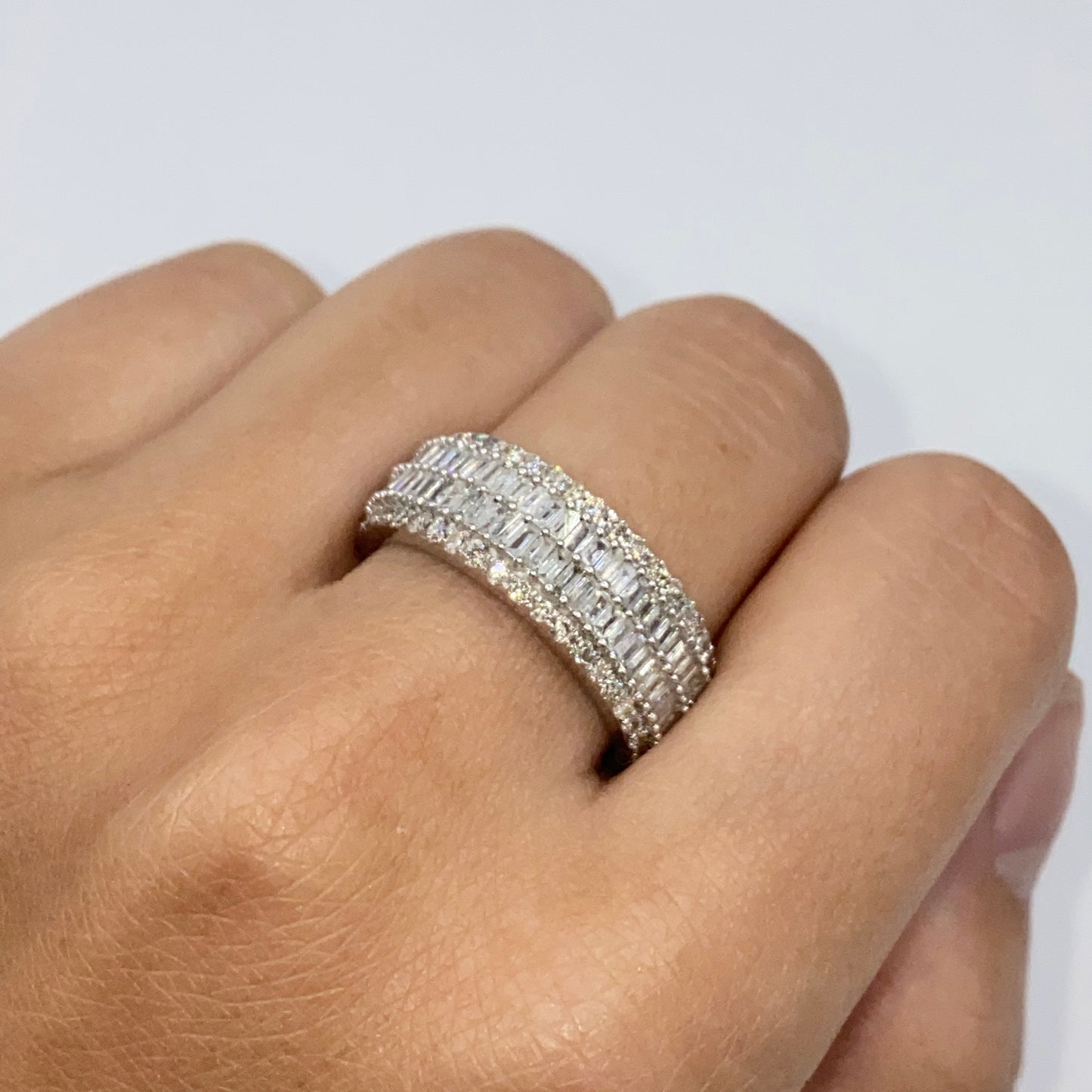 14K 8.2MM Diamond Baguette Ring Band