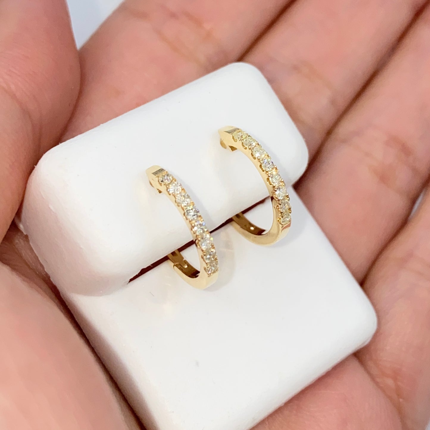 14K Pavé Hoop Diamond Earrings