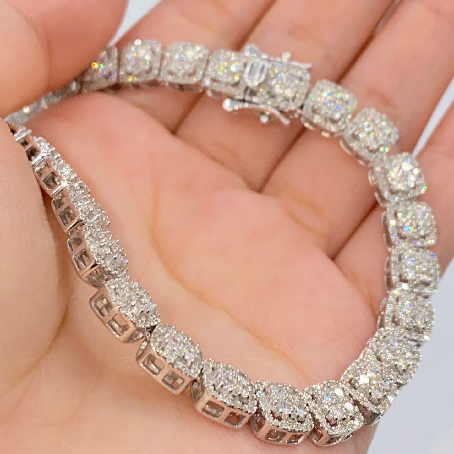 10K Square Tower Diamond Tennis Chain Necklace