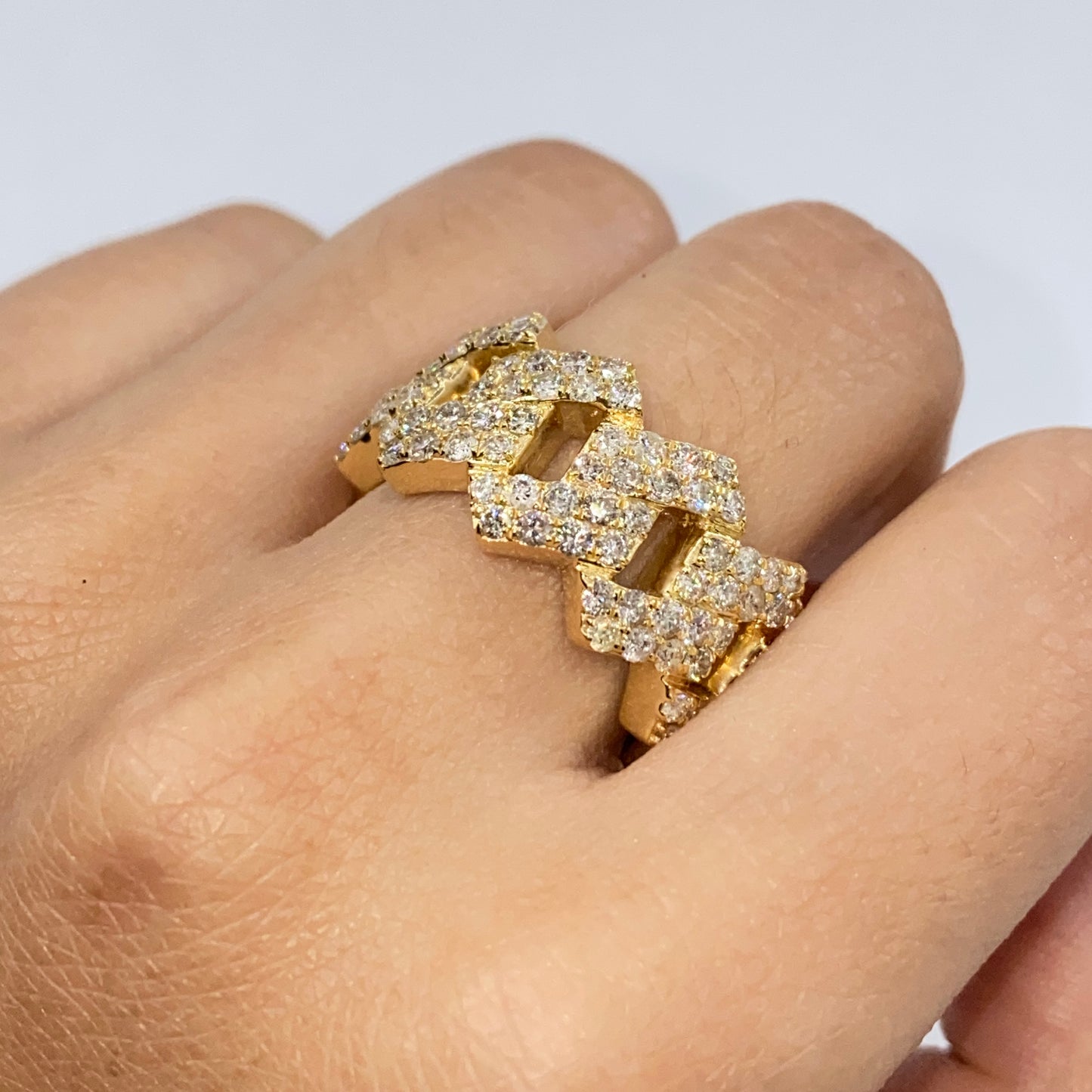 14K 12.9MM Cuban Link Diamond Ring