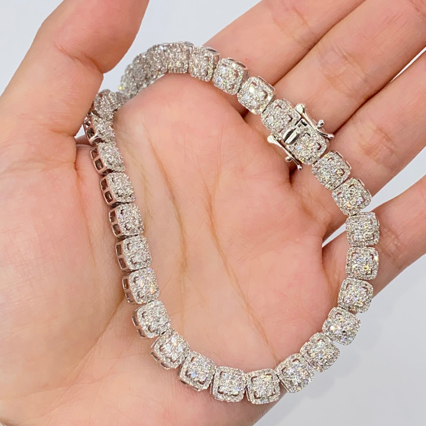 10K Square Tower Diamond Tennis Chain Necklace