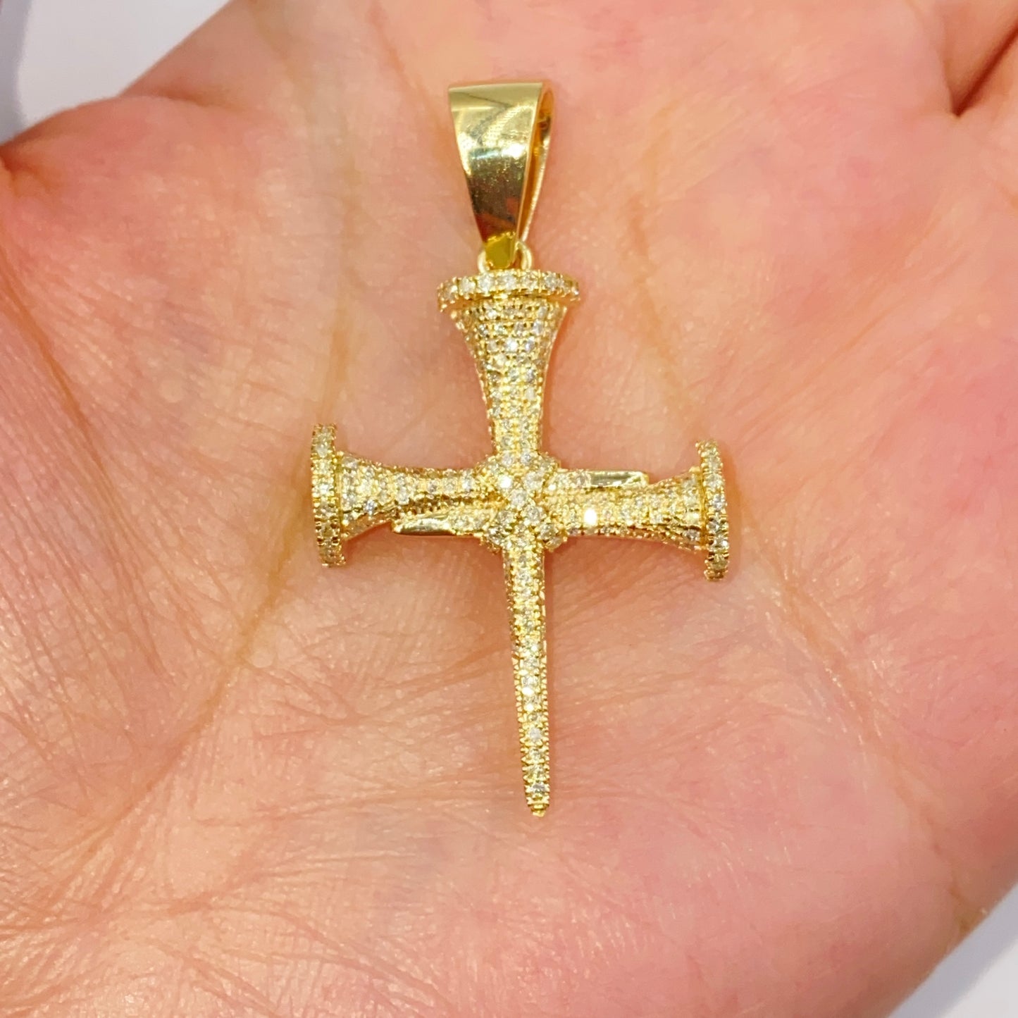 10K Nail Cross Diamond Pendant