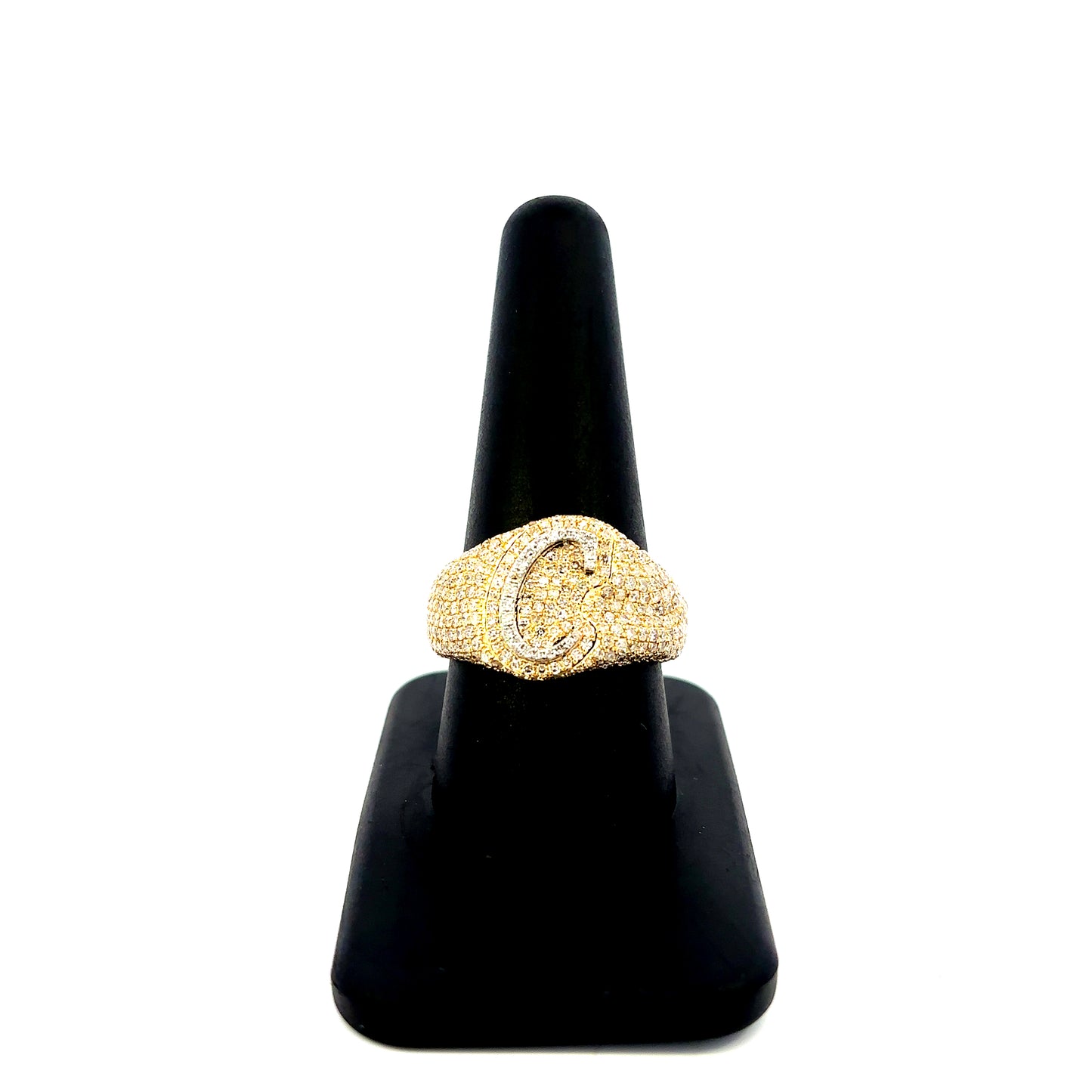 10K Bubble Script Initial Diamond Ring