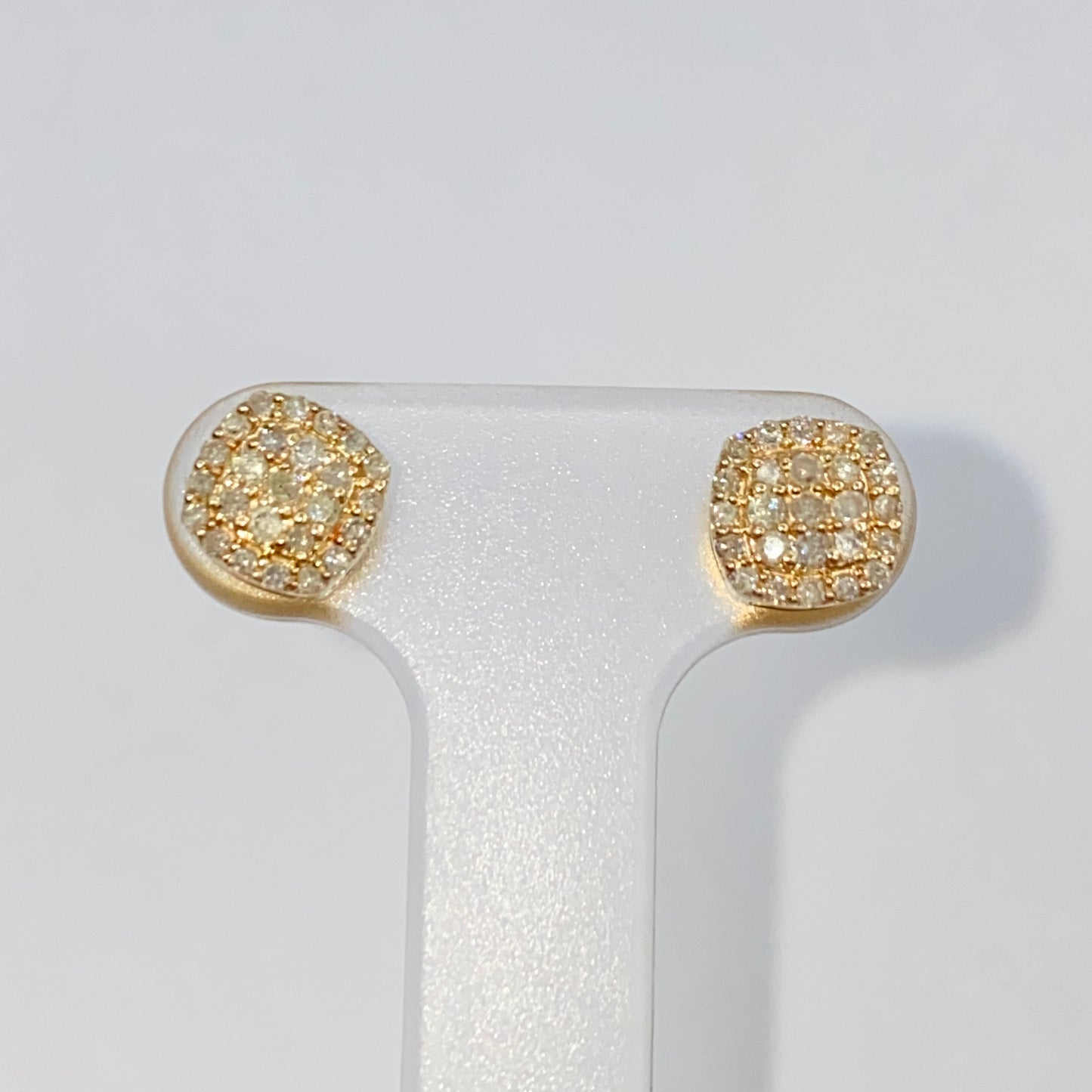 14K 7MM Rounded Square Diamond Earrings