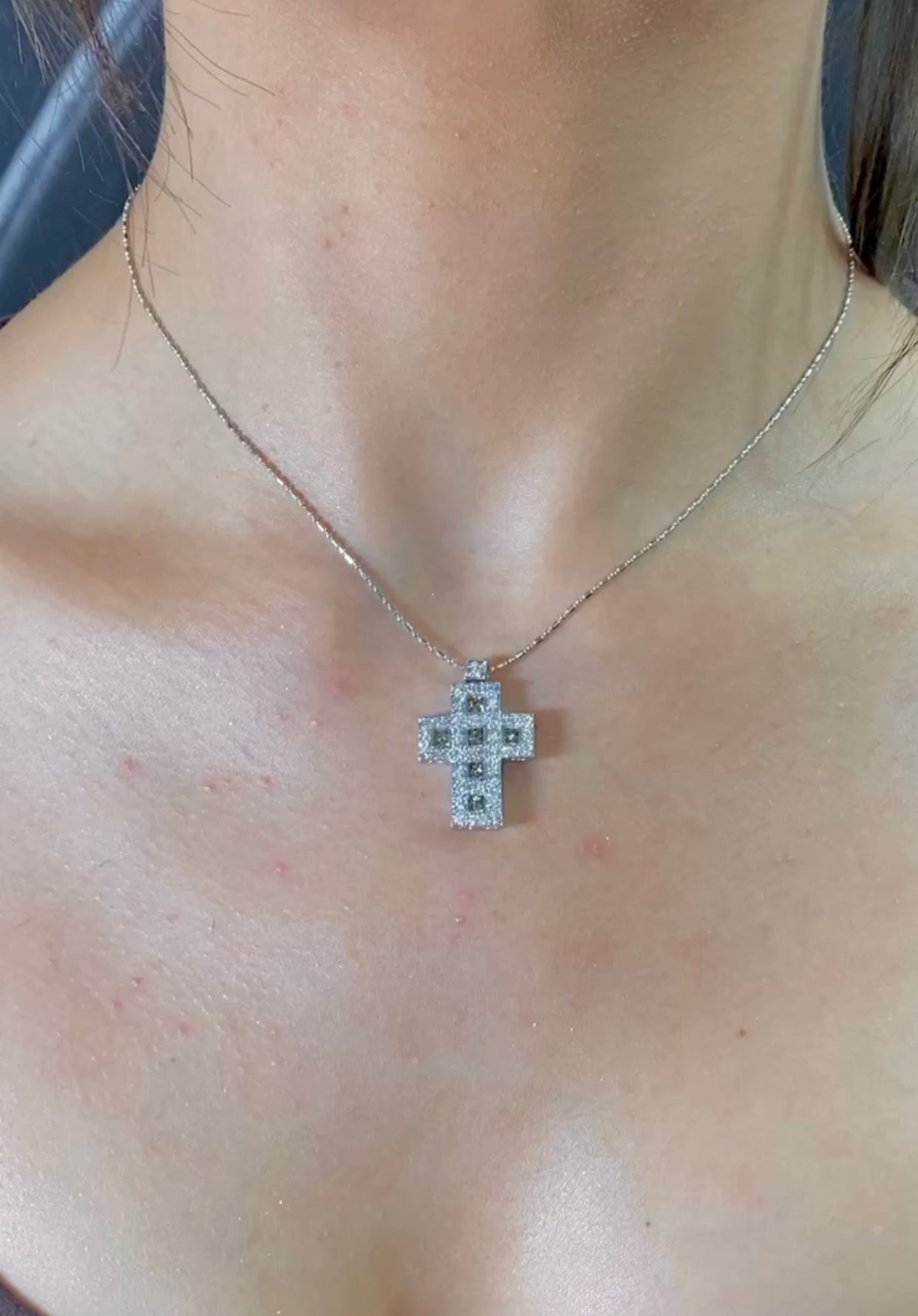 18K Gold Diamond Cross Necklace