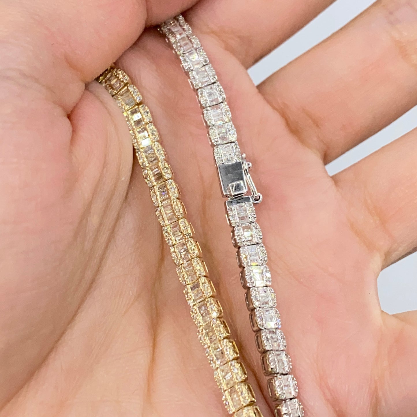 10K Rectangle Diamond Baguette Tennis Chain