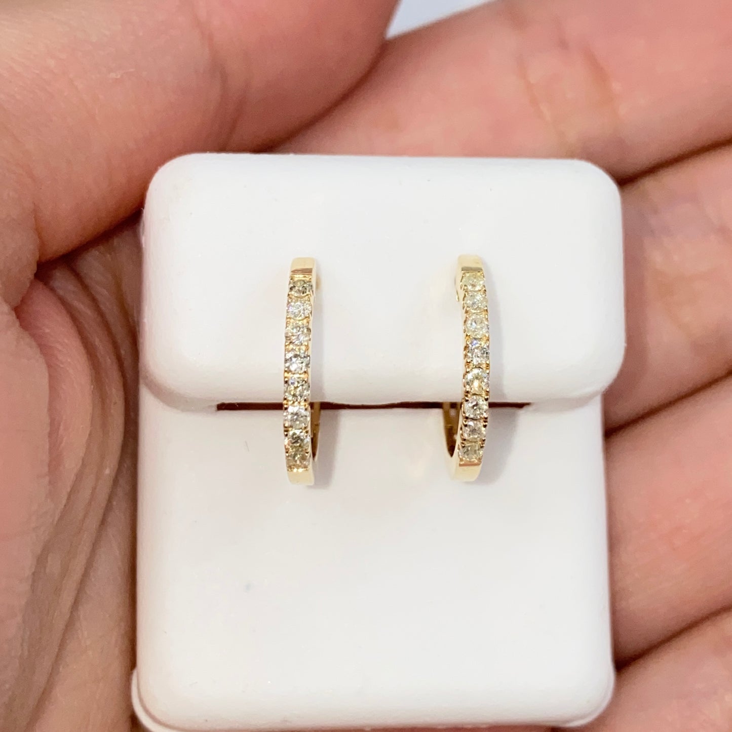 14K Pavé Hoop Diamond Earrings