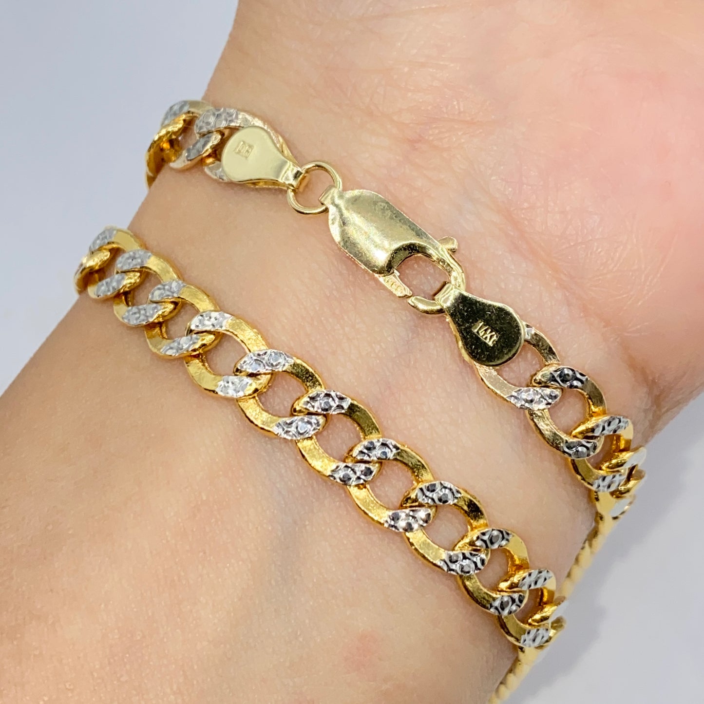 14K Two-Tone Flat Cuban Link Bracelet