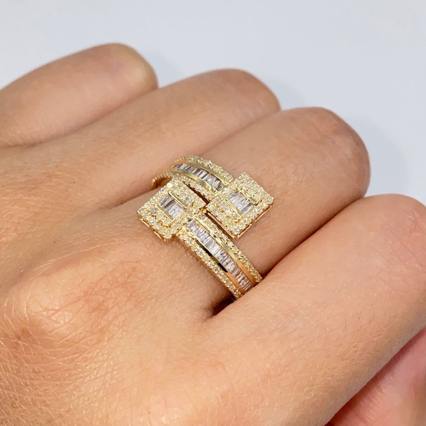 14K Square Bangle Wrap Diamond Ring