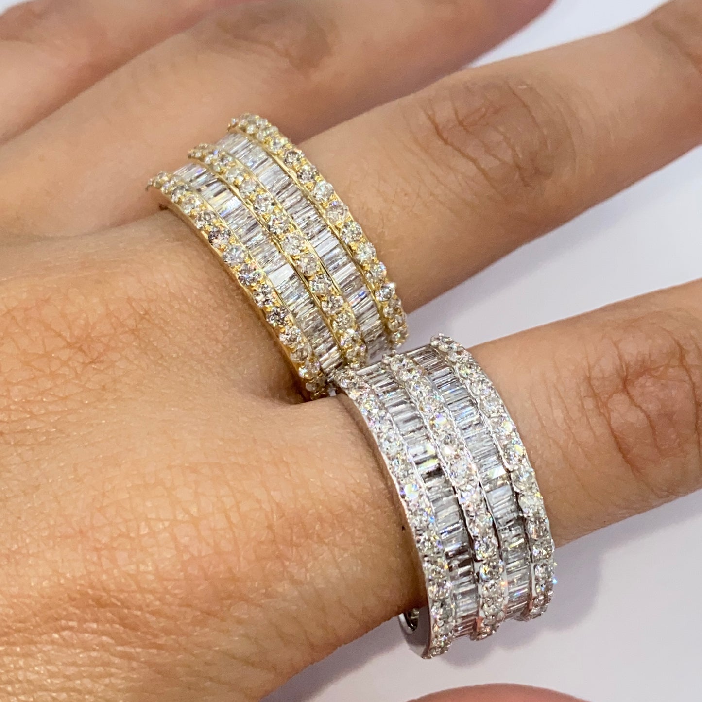 14K 11M Stacked Diamond Baguette Ring