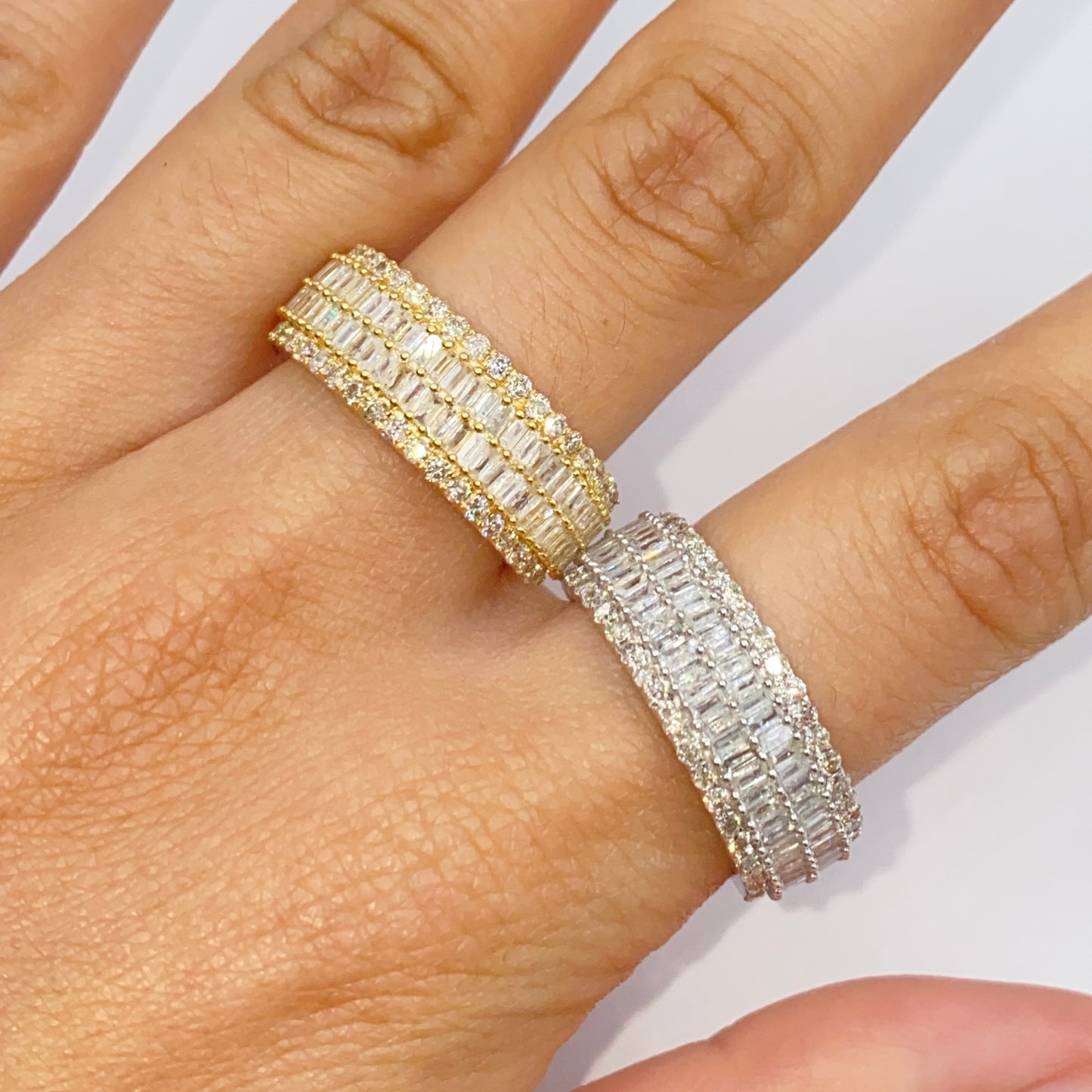 14K 8.2MM Diamond Baguette Ring Band