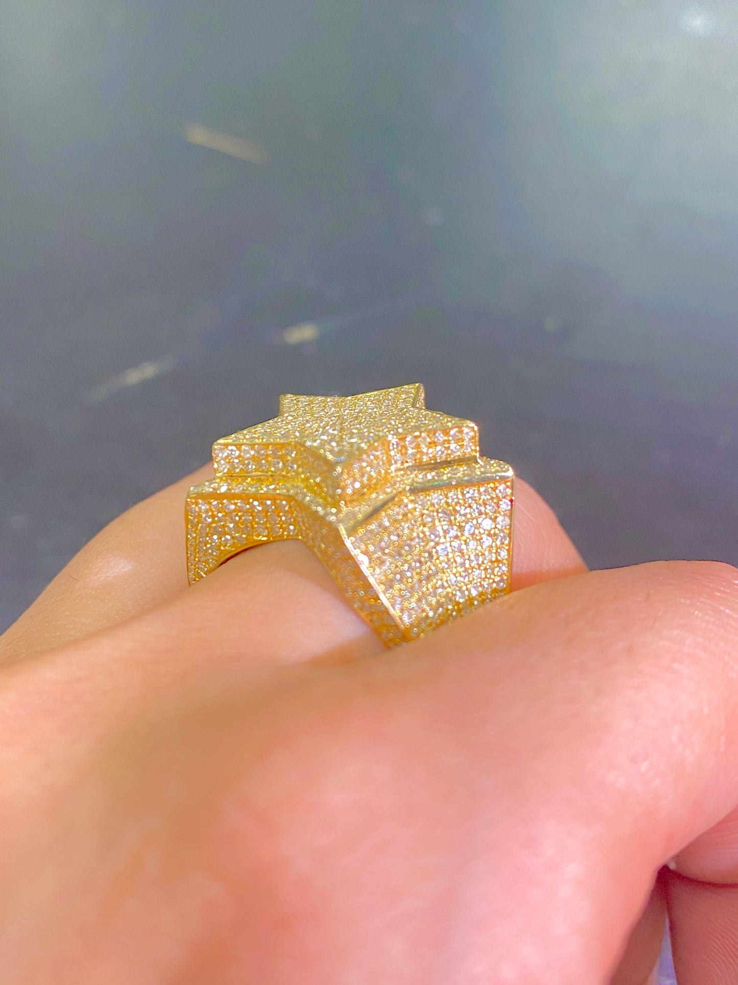 10K 3D Star Diamond Ring