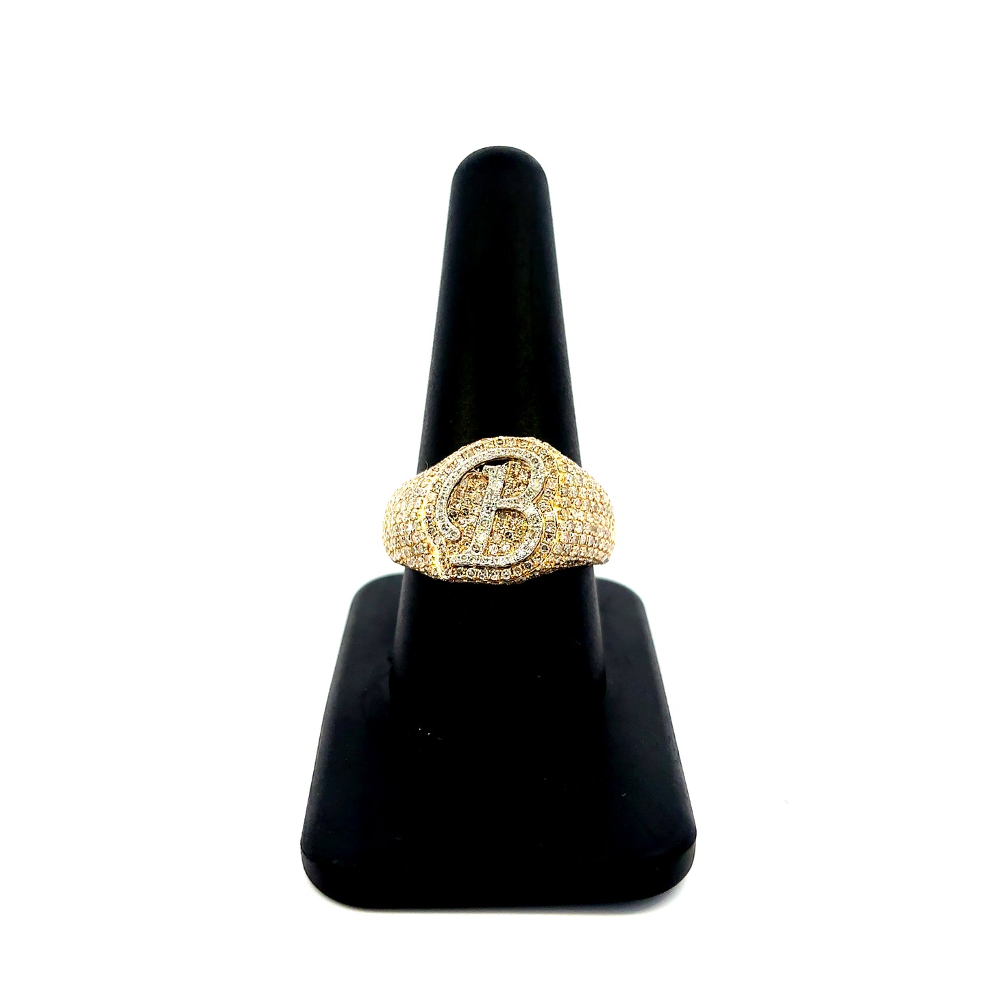 10K Bubble Script Initial Diamond Ring