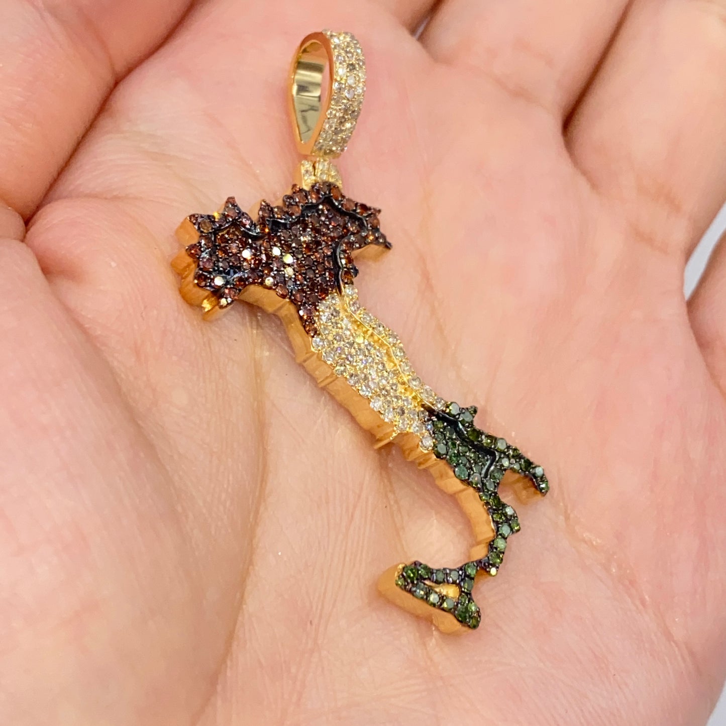 14K Italy Flag Diamond Pendant