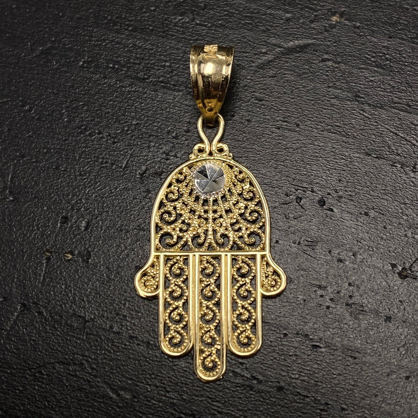 14K Lace Hamsa Pendant