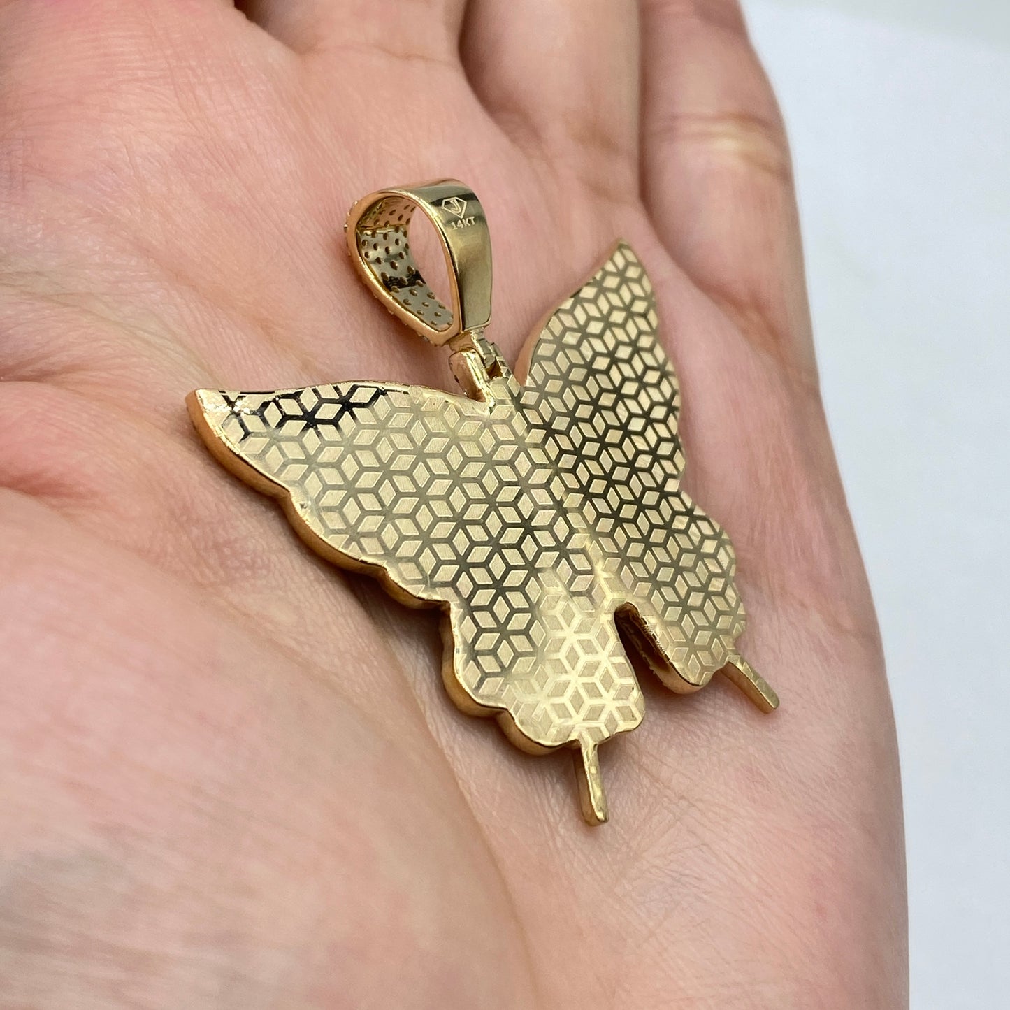 14K Jumbo Butterfly Diamond Pendant