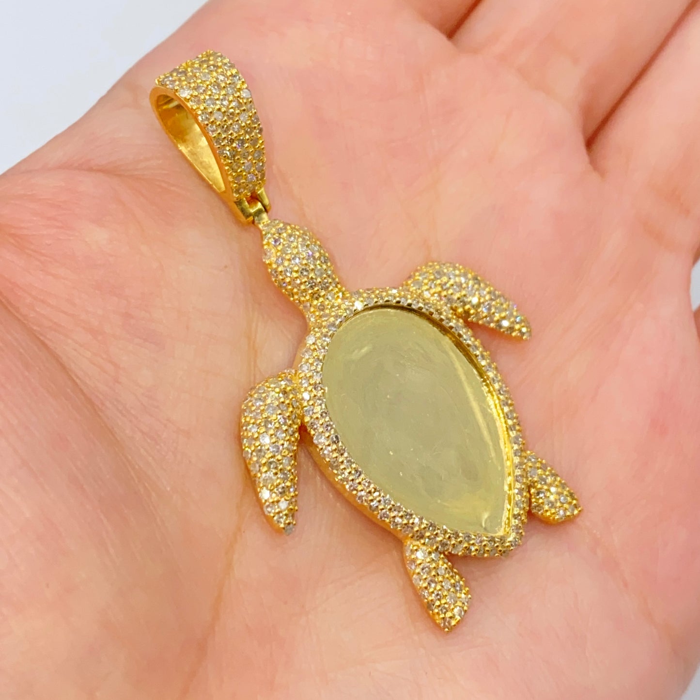 10K Elephant Turtle Animal Picture Photo Diamond Pendant