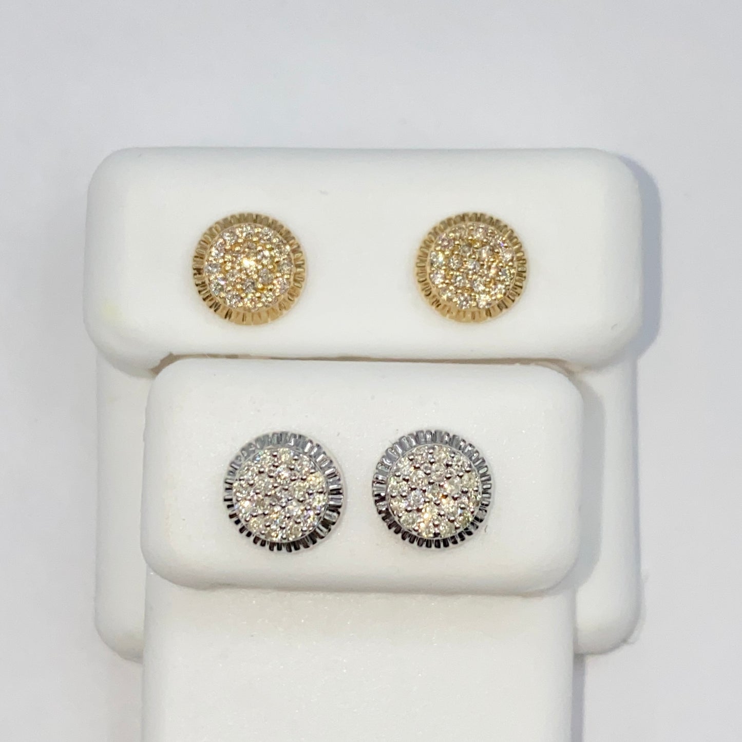 14K 8MM Circle Diamond Earrings