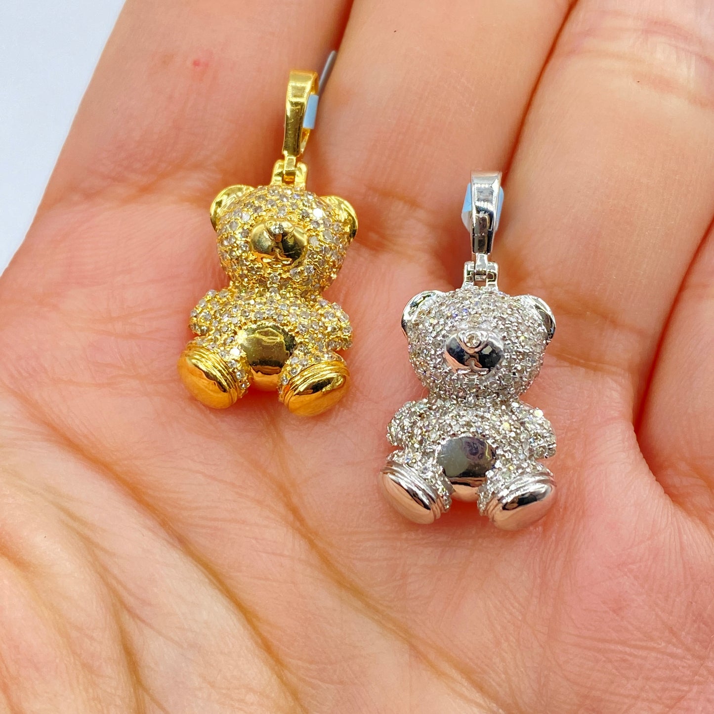 14K Teddy Bear Diamond Pendant