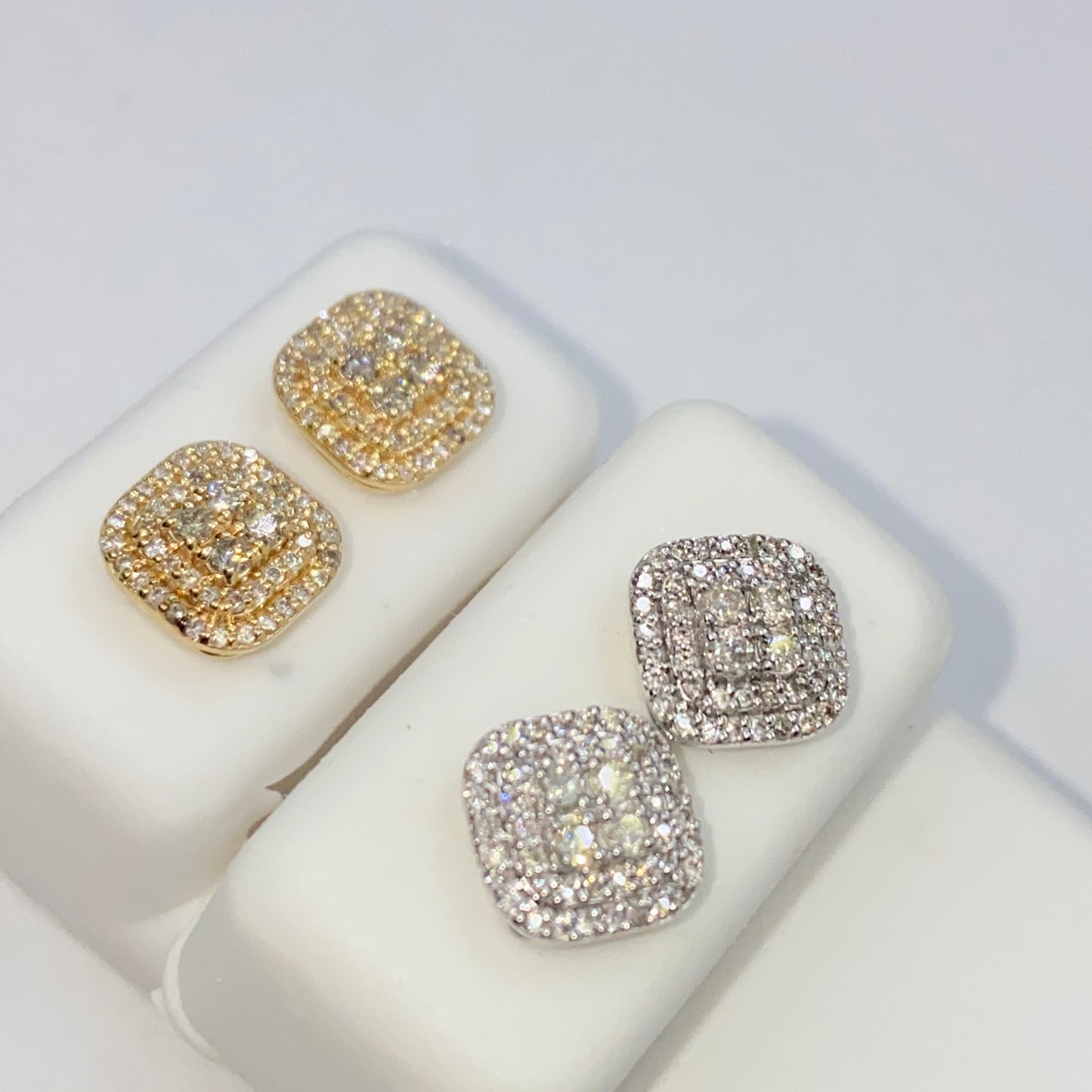 14K 8.2MM Rounded Square Diamond Earrings