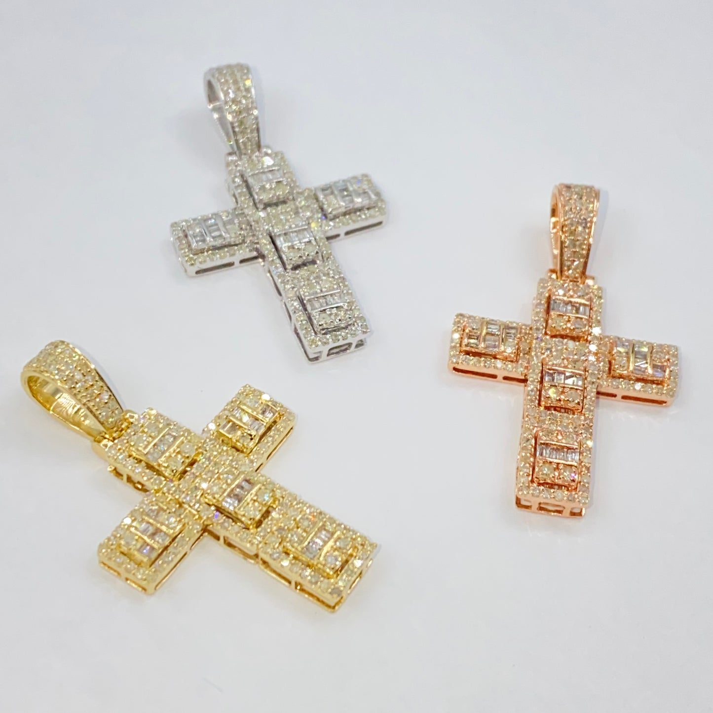 10K Humble Cross Diamond Baguette Pendant