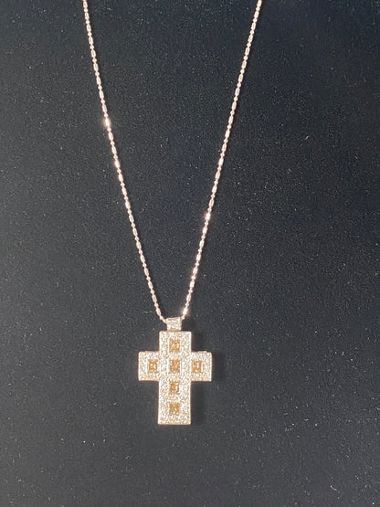 18K Gold Diamond Cross Necklace