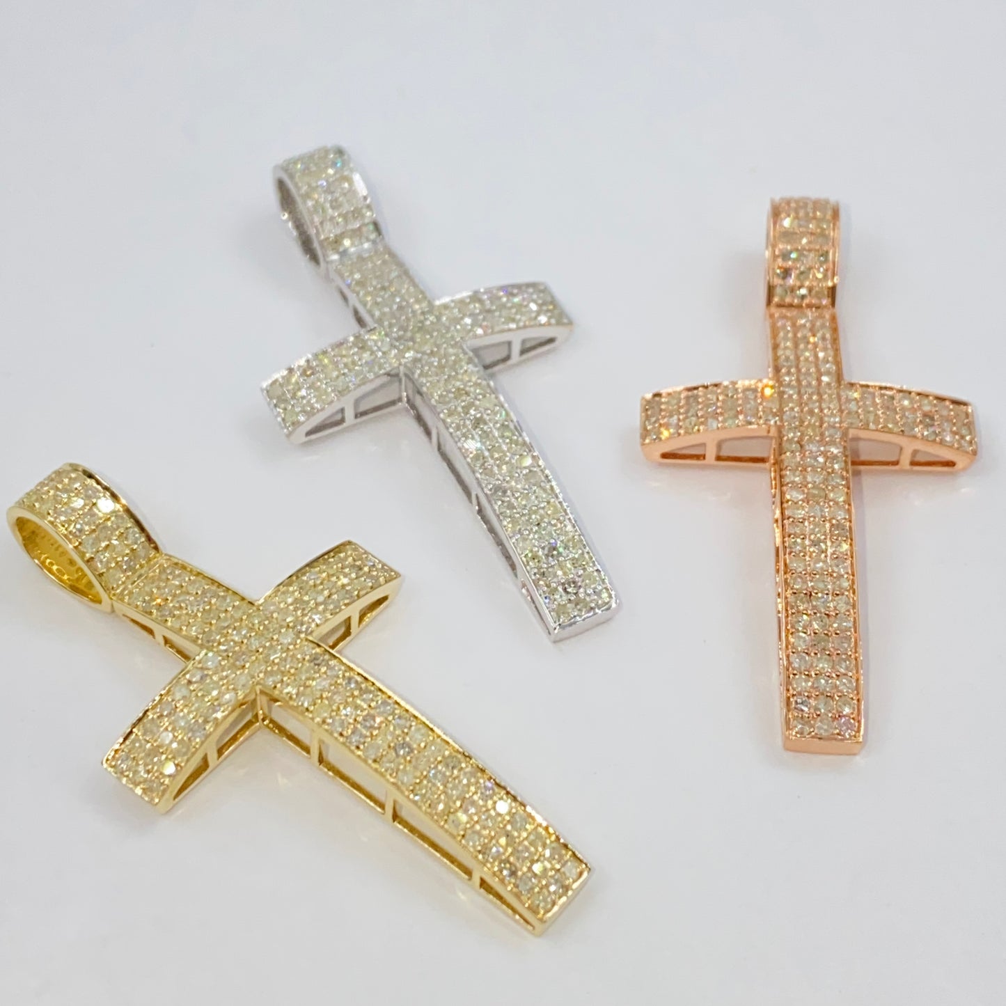 10K Modern Cross Diamond Pendant