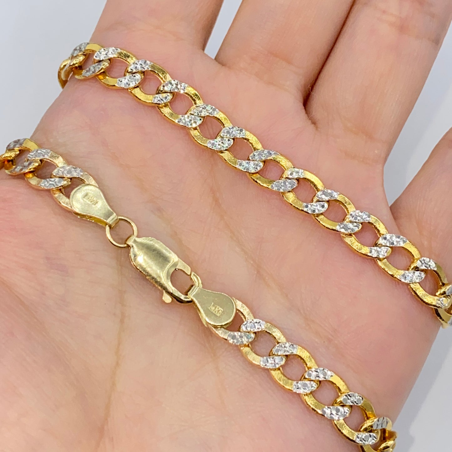 14K Two-Tone Flat Cuban Link Bracelet