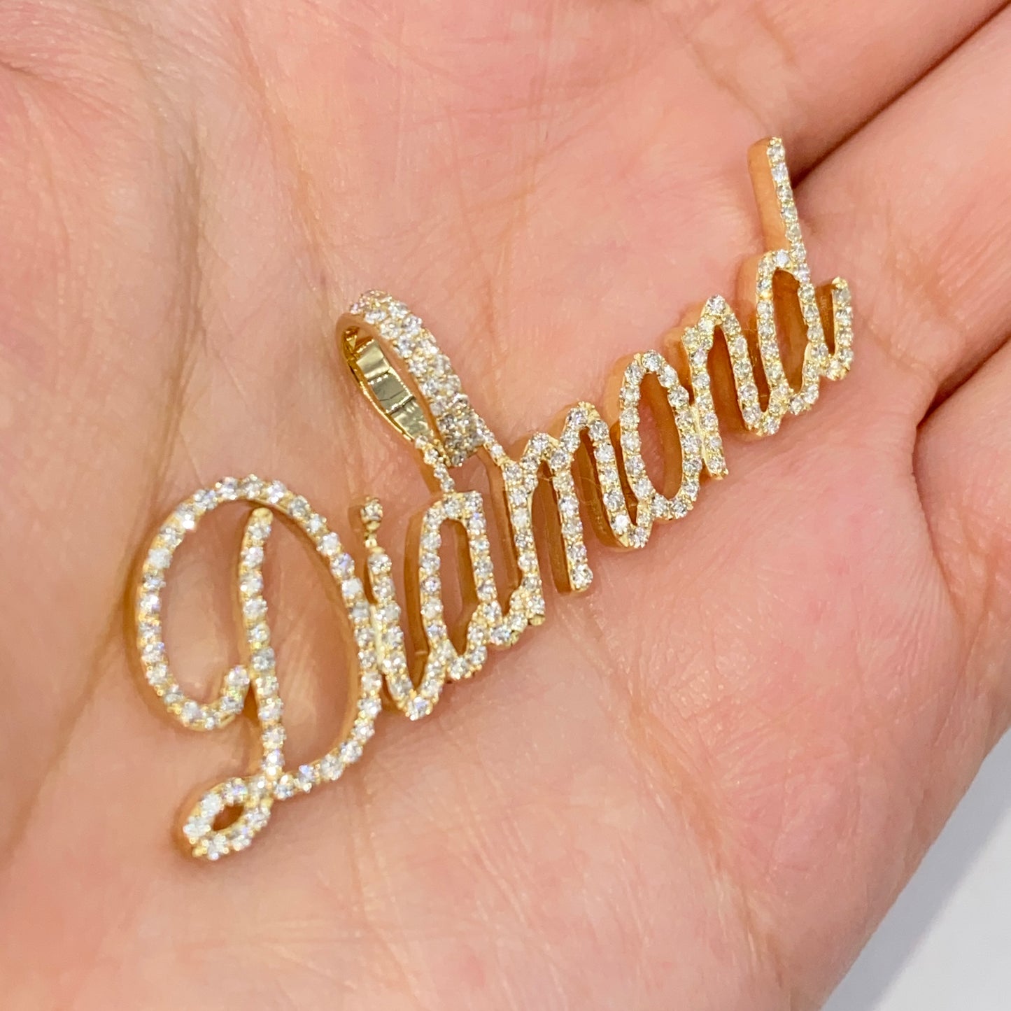 10K Custom Diamond Name Plate Pendant