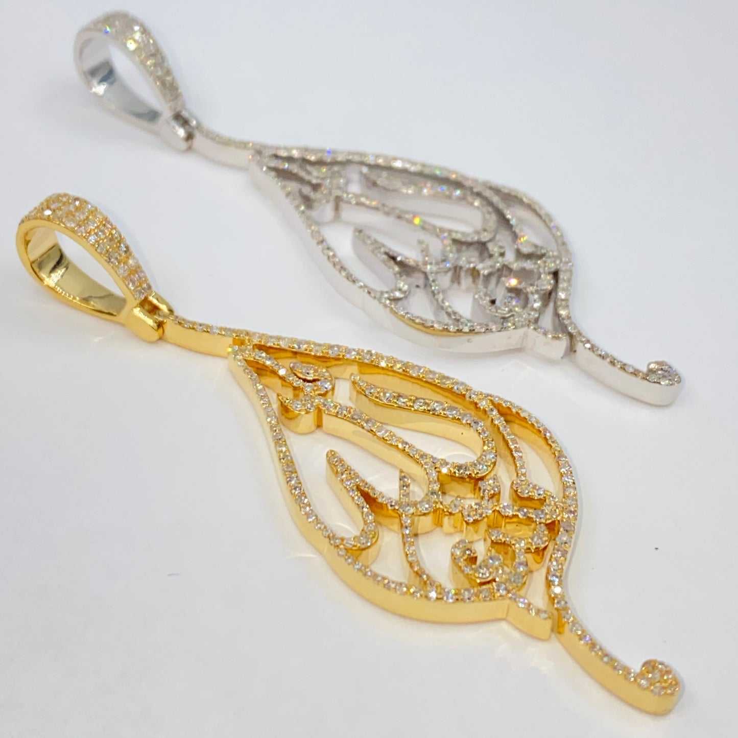 14K Allah Leaf Diamond Pendant