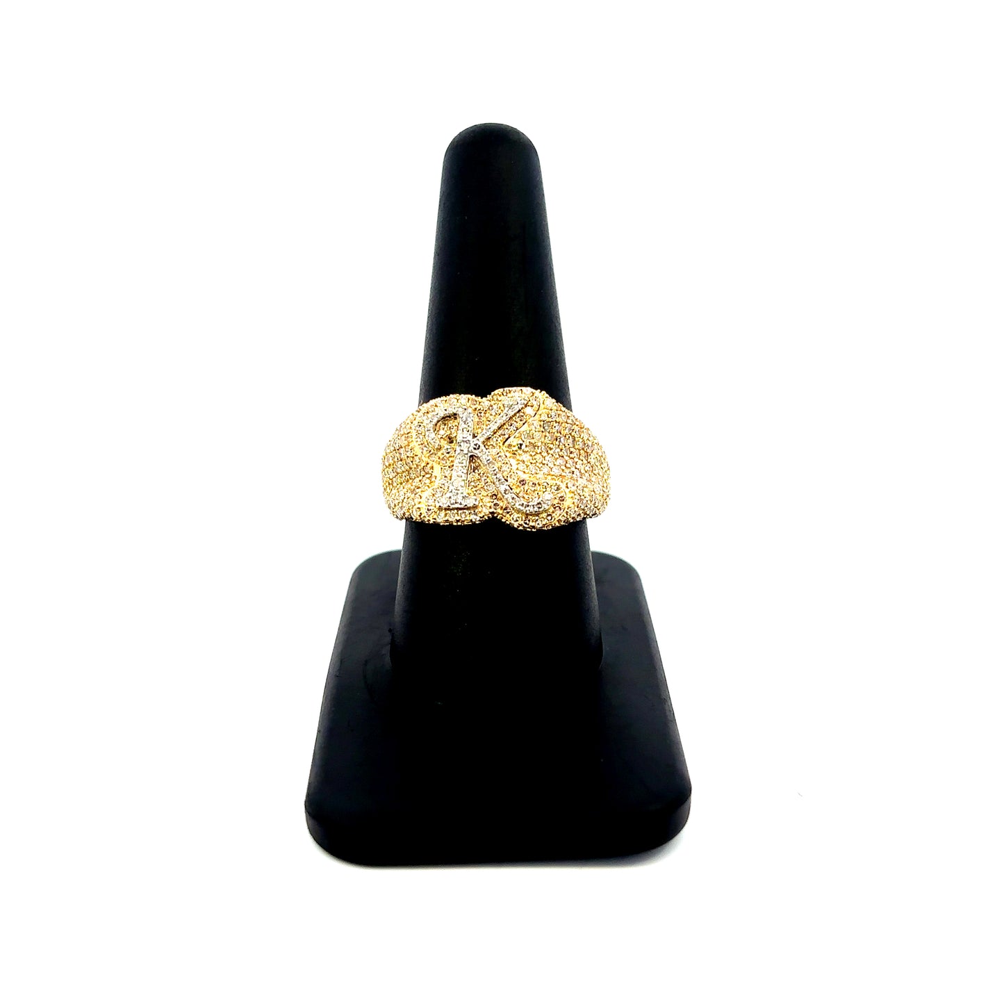 10K Bubble Script Initial Diamond Ring