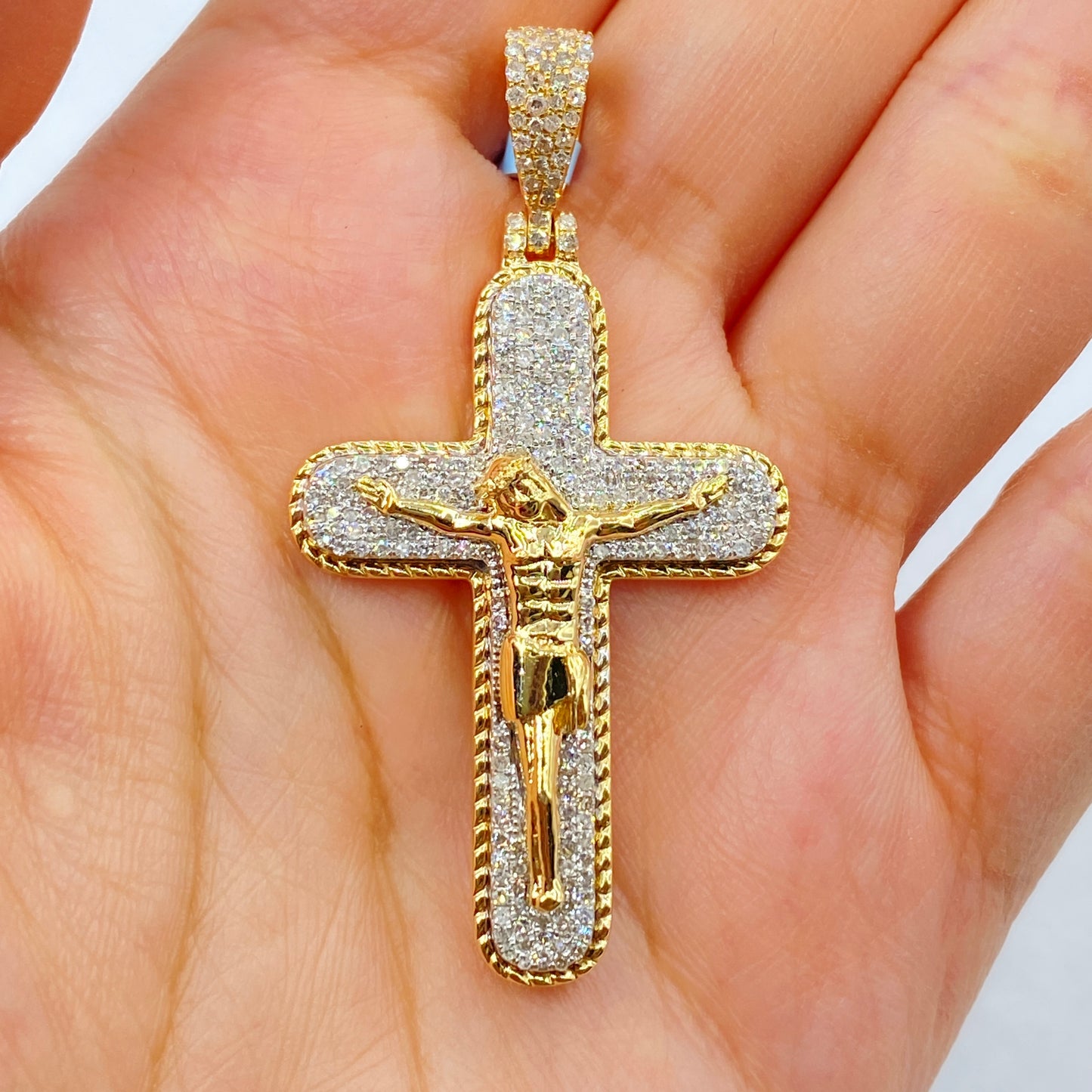 14K Jesus Cross Diamond Pendant