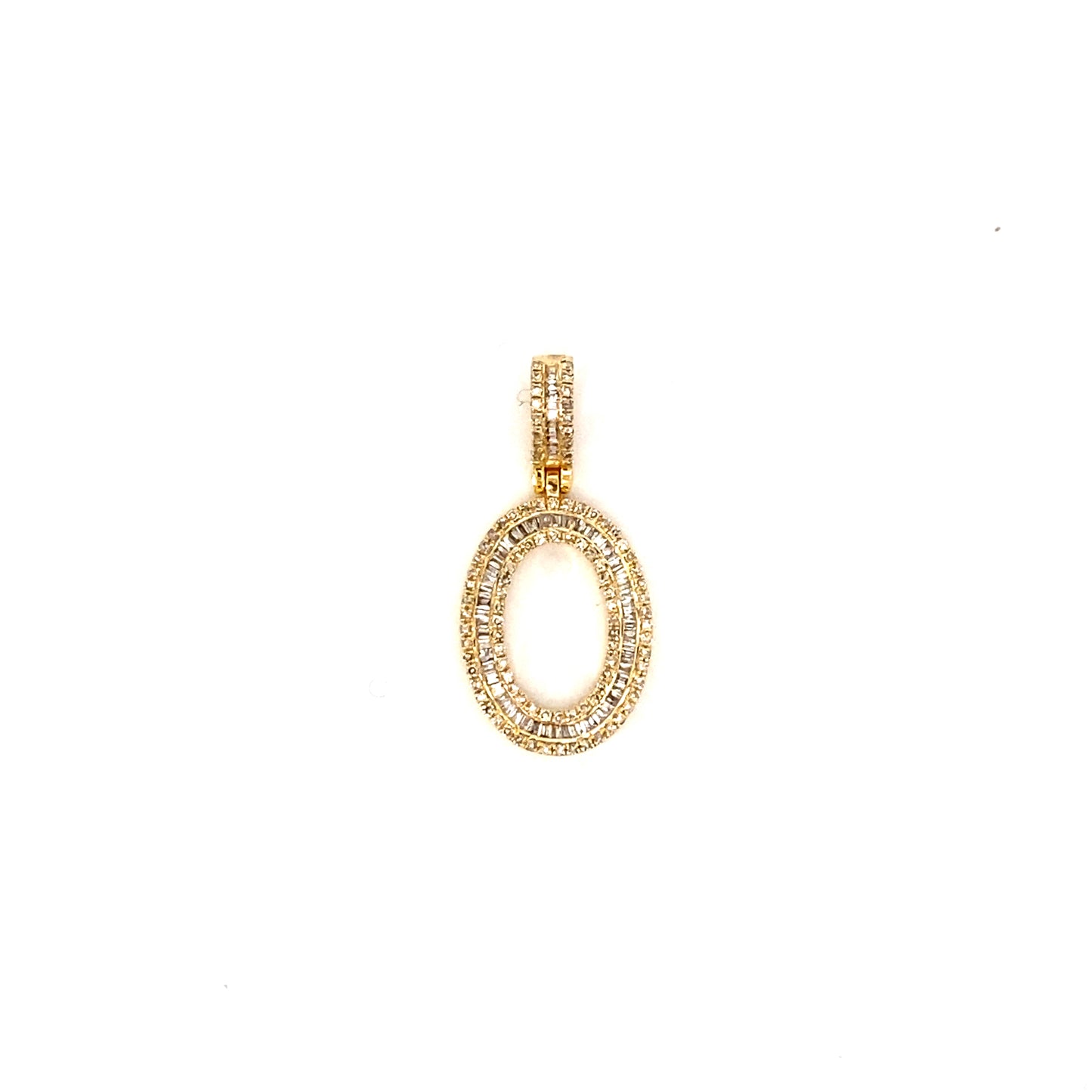 14K Bamboo Initial Letter Diamond Baguette Pendants Full Collection