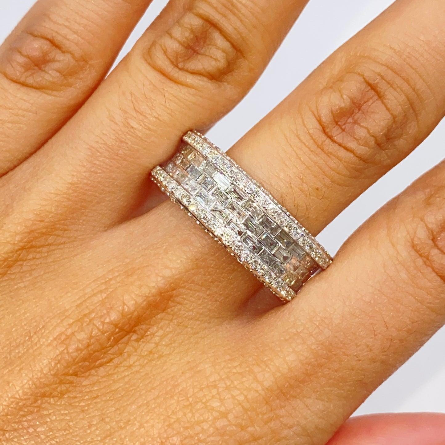 14K 8MM Iced Infinity Diamond Baguette Ring