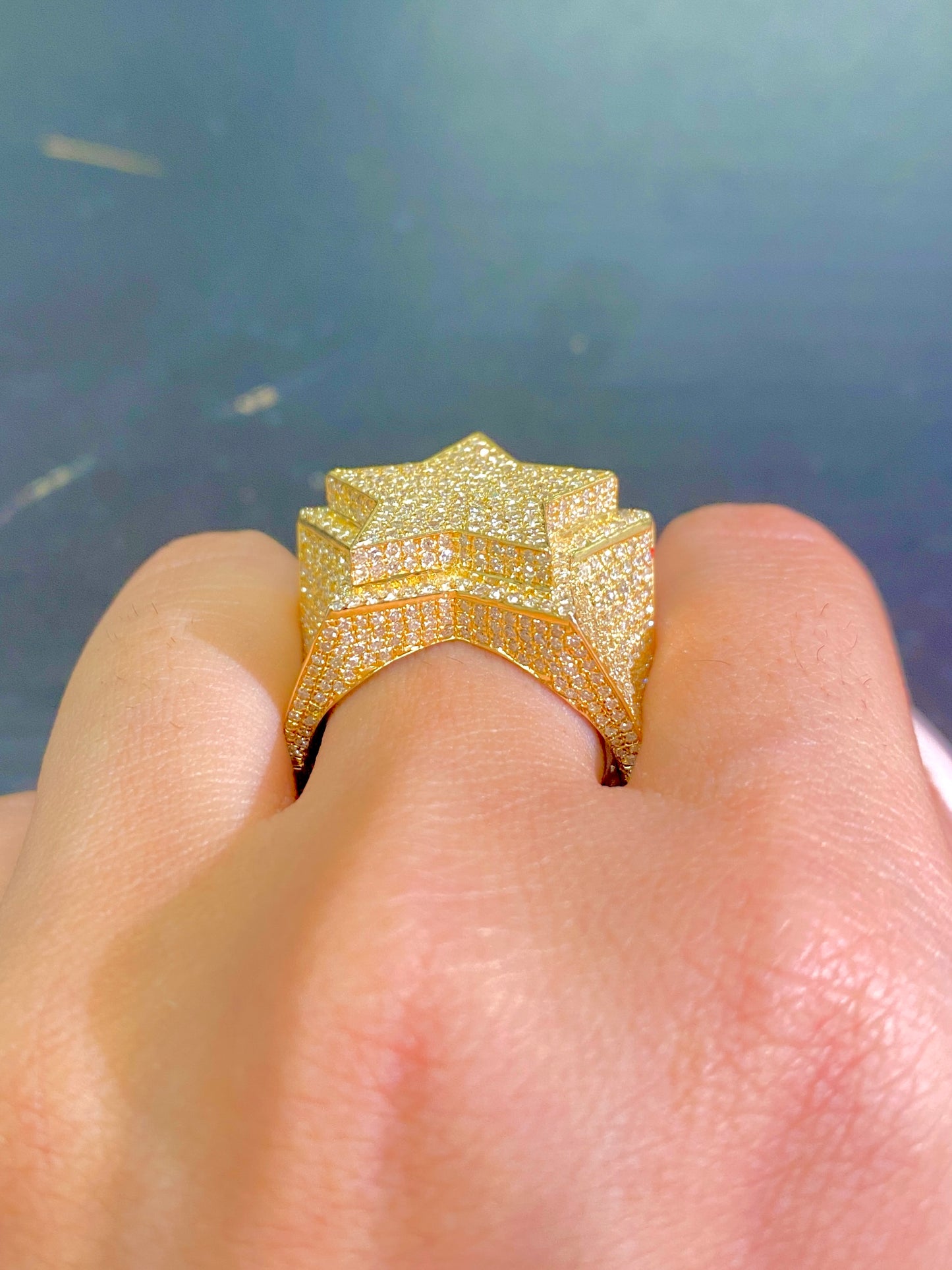 10K 3D Star Diamond Ring